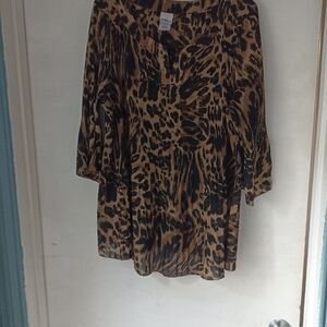 Just My Size Brown and Black 3/4 Sleeve Blouse